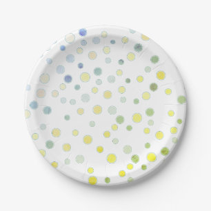 Assiettes En Carton Points Polka Bleu Vert Jaune