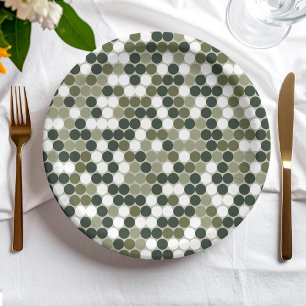 Assiettes En Carton Points rétro verts