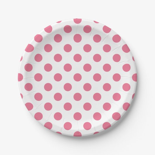 Assiettes En Carton Points roses et blancs (Devant)