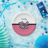 Assiettes En Carton Points roses mignons Rose pourpre Chevron Bow et n (Fête)