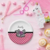 Assiettes En Carton Points roses mignons Rose pourpre Chevron Bow et n (Fête)