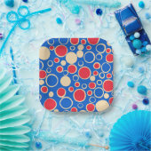 Assiettes En Carton Points Rouge Et Bleu Sur Bleu (Fête)