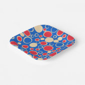 Assiettes En Carton Points Rouge Et Bleu Sur Bleu (Angulaire)