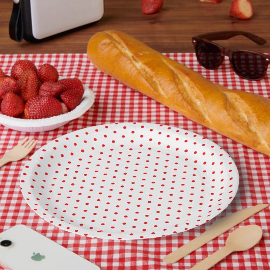 Assiettes En Carton Points rouges (Pique-nique)