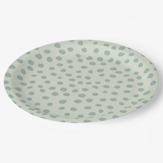 Assiettes En Carton Points Sage Green (Angle)