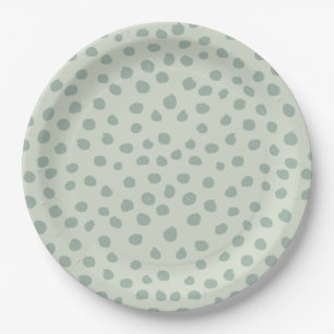 Assiettes En Carton Points Sage Green
