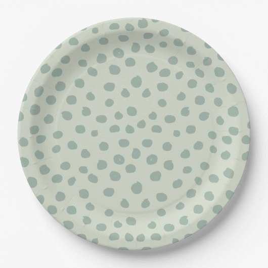 Assiettes En Carton Points Sage Green (Devant)