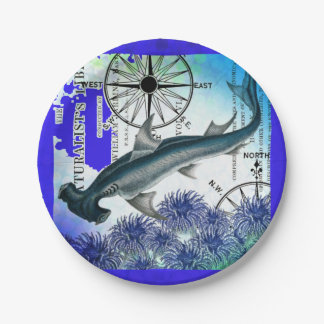 Assiettes En Carton Poirier requin marteau Collage nautique sous-marin