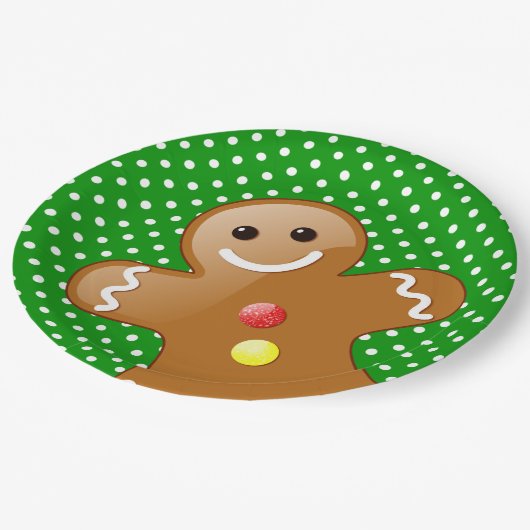 Assiettes En Carton Pois avec l'homme Gingerbread (Angle)