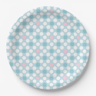 Assiettes En Carton Pois blanc rose bleu rétro