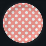 Assiettes En Carton Pois blanc sur la pêche<br><div class="desc">Pois blanc sur la pêche</div>