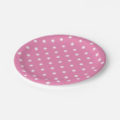 Assiettes En Carton Pois blancs rétro sur rose (Angle)