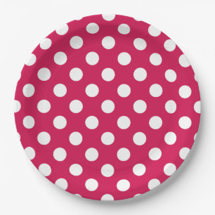 Assiettes En Carton Pois blancs sur cerise