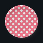 Assiettes En Carton Pois blancs sur corail<br><div class="desc">Pois blancs sur corail</div>