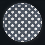 Assiettes En Carton Pois blancs sur gris bleu<br><div class="desc">Pois blancs sur gris bleu</div>