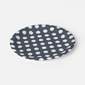Assiettes En Carton Pois blancs sur gris bleu (Angle)