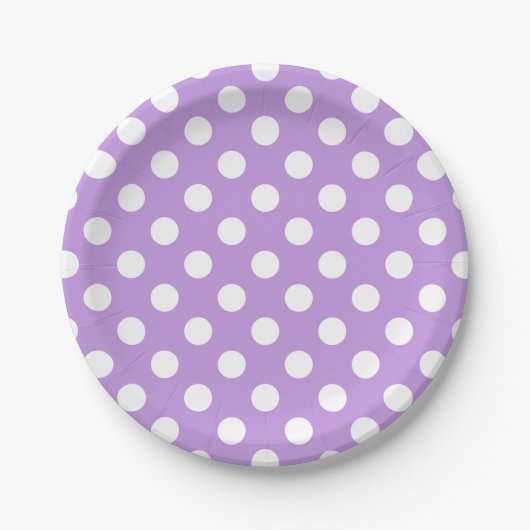 Assiettes En Carton Pois blancs sur lilas (Devant)