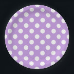 Assiettes En Carton Pois blancs sur lilas<br><div class="desc">Pois blancs sur lilas</div>
