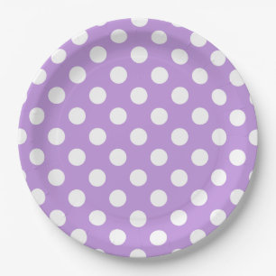 Assiettes En Carton Pois blancs sur lilas