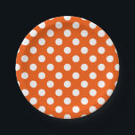 Assiettes En Carton pois blancs sur orange<br><div class="desc">pois blancs sur orange</div>
