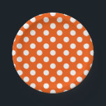 Assiettes En Carton pois blancs sur orange<br><div class="desc">pois blancs sur orange</div>
