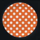 Assiettes En Carton Pois blancs sur orange<br><div class="desc">Pois blancs sur orange</div>