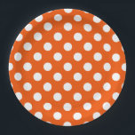 Assiettes En Carton Pois blancs sur orange<br><div class="desc">Pois blancs sur orange</div>