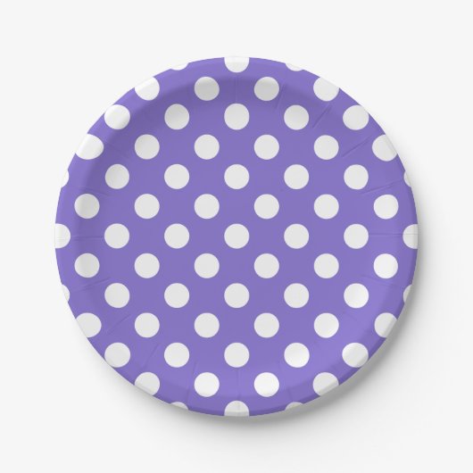 Assiettes En Carton Pois blancs sur perwinkle (Devant)
