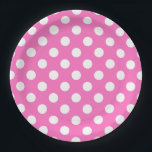 Assiettes En Carton Pois blancs sur rose<br><div class="desc">Pois blancs sur rose</div>