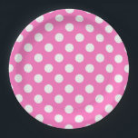 Assiettes En Carton Pois blancs sur rose<br><div class="desc">Pois blancs sur rose</div>