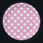 Assiettes En Carton pois blancs sur rose pâle<br><div class="desc">pois blancs sur rose pâle</div>