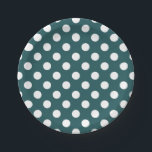 Assiettes En Carton Pois blancs sur turquoise<br><div class="desc">Pois blancs sur turquoise</div>