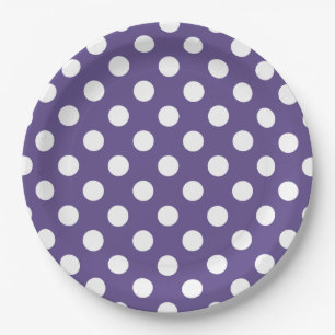 Assiettes En Carton Pois blancs sur ultra violet