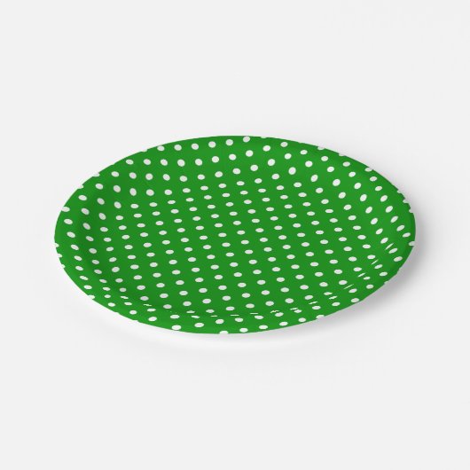 Assiettes En Carton Pois blancs sur vert (Angle)