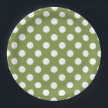 Assiettes En Carton Pois blancs sur vert olive<br><div class="desc">Pois blancs sur vert olive</div>