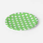 Assiettes En Carton Pois blancs sur vert pomme (Angle)
