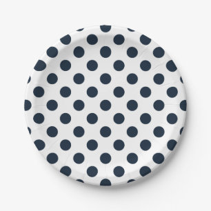 Assiettes En Carton Pois bleu marine foncé