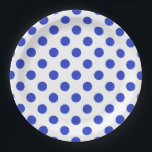 Assiettes En Carton Pois bleu royal<br><div class="desc">Pois bleus royaux sur arrière - plan blanc</div>