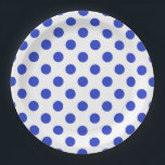 Assiettes En Carton Pois bleu royal<br><div class="desc">Pois bleus royaux sur arrière - plan blanc</div>