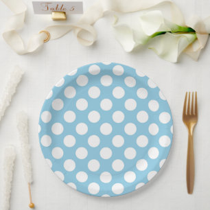 Assiettes En Carton Pois Bleus, Motif Pointe Polka, Points, Pointe