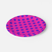 Assiettes En Carton Pois bleus sur fuchsia (Angle)