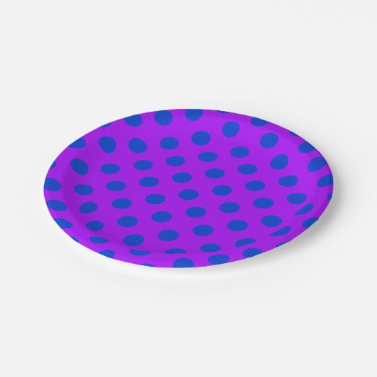 Assiettes En Carton Pois bleus sur violet (Angle)