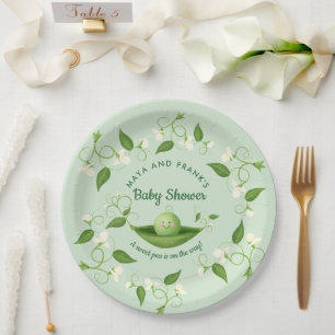 Assiettes En Carton Pois doux dans un Baby shower de pois