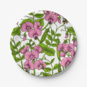 Assiettes En Carton Pois doux et bourdons, rose, vert et blanc (Devant)