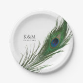 Assiettes En Carton Pois en plume de paon | Événement Mariage (Devant)