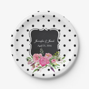 Assiettes En Carton Pois et pivoines Mariage Plaque papier