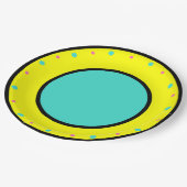 Assiettes En Carton Pois géométriques bleu rose jaune (Angle)