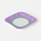 Assiettes En Carton Pois géométriques violet jaune vert (Angulaire)
