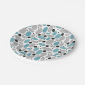 Assiettes En Carton pois gris bleu pois pois rétro décoration motif (Angle)
