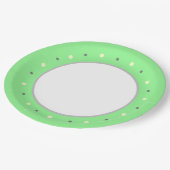 Assiettes En Carton Pois gris crème vert géométrique (Angle)